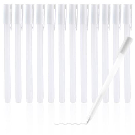SMOOTHERPRO Glue Pens | 12 Pcs White Quick Dry Precision Liquid Adhesive Pen Set | Fine Tip Roller Spot Glue Pen | for Scrapbook Card Making Notebooks Paper Crafts Handmade Stationery DIY(PGP012W)