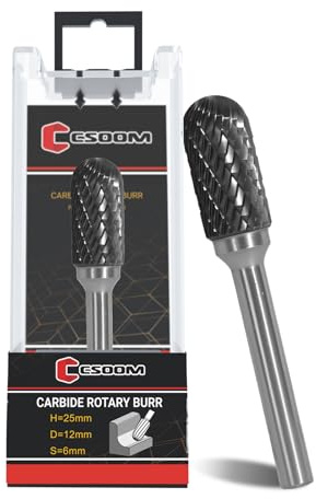 CSOOM C-12 Fresas de metal duro con mango de 6 mm, lima giratoria, nariz esférica, forma de árbol, fresa de corte, fresa de corte, para acero, metalistería, pulido y grabado