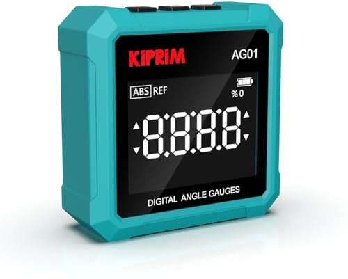 Kiprim Inclinometro Digitale AG01 – Livella Digitale con Piedino Magnetico a 3 Lati, Backlight LCD, Misurazione Assoluta/Relativa, Ideale per Lavori di Legno, Edilizia & Fai-da-te