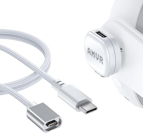 AMVR Magnetic Charging Cable Kit Compatible with Meta Quest 3/3S/Pro Accessories, USB-C 3.0 Power Hub, Premium Device Protection