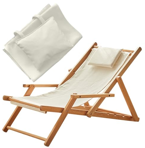 AZIDWERYQ Slingstuhl Ersatzstoff 45x17 Zoll weich ＆ Atmungsfreie Deckstuhl Stoff mit Kissen tragbar ＆ Faltbarer Terrasse Austausch für Sun Lounger Beach Sling Deck