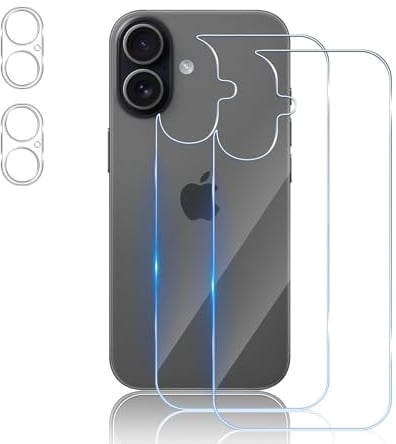 TUTUO [2+2 Pack Tempered Glass Compatible with iPhone 17 Back Screen Protector + Camera Lens Protector, 9H Hardness HD Back Screen Protector Protective Film No Bubbles Anti-Scratch