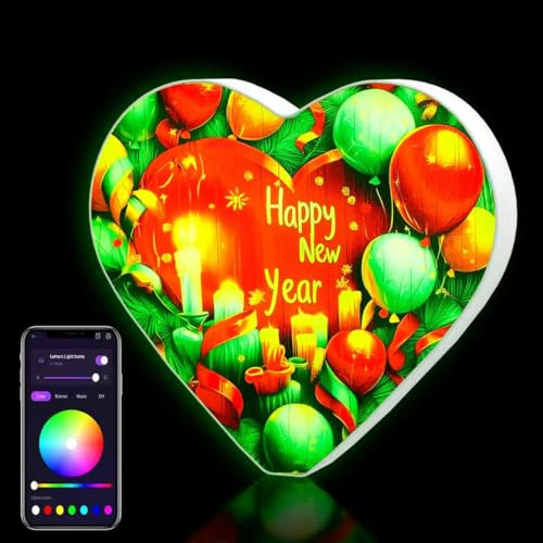 Light Up Letters USB Powered, LED Letter Lights Color Changing Alphabet Sign Gifts for Girls Women Party Birthday Decorations, APP Control, Night Light Christmas Wall Decor - Happy New Year