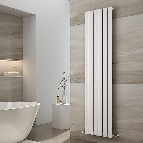 EMKE White Radiator 1800 x 456 mm Vertical Designer Radiator Single Flat Panel