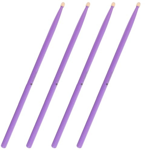 Lila Ahorn Holz Drumsticks 2 Paare mit Rundem Tropfenkopf | Rutschfeste Oberfläche, Angenehmer Griff, für Snare Drum und Becken, Kompakt, für Anfänger