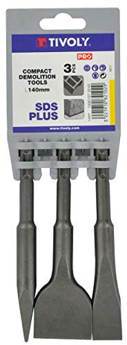 Tivoly 10901070040 Lot de 3 Pic et Burins SDS + Extra Court Longueur 140mm KIT KOMPACT