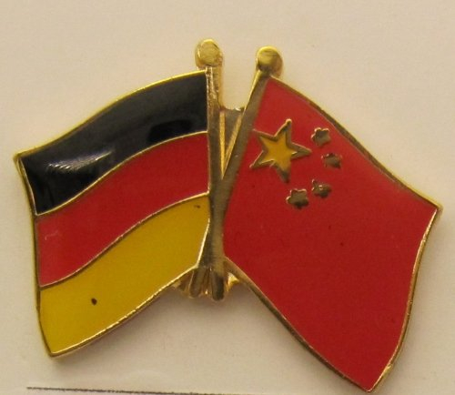 China / Deutschland Freundschafts Pin Anstecker Flagge Fahne Nationalflagge Doppelpin Flaggenpin Badge Button Flaggen Clip Anstecknadel
