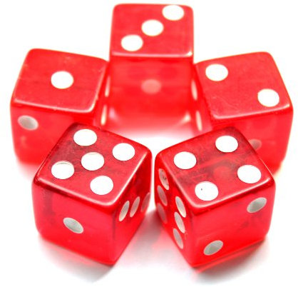 IDS Casino Craps Würfel-Set, 19 mm, Kristallrot, 5 Stück