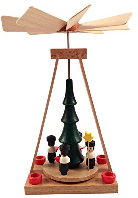 Rudolphs Schatzkiste Miniatur Pyramide Kurrende HxBxT 14x10x10cm NEU Weihnachtspyramide Tischdekoration Holzpyramide Dekoration Weihnachten Wärmespiel Lichter Figur Holz Seiffen Erzgebirge Holz