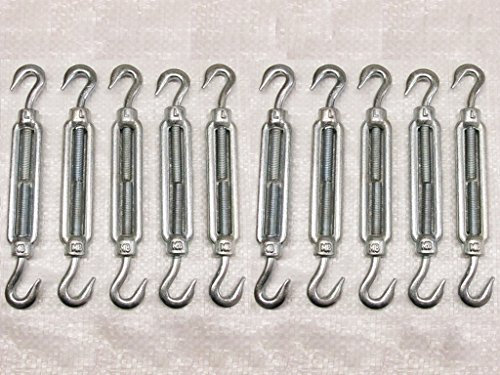 x10 8MM Galvanised Forged Straining Screw Hook and Hook - Caravan Turnbuckle Open Body