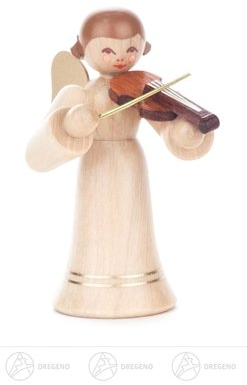 Rudolphs Schatzkiste Engel mit Geige, Langer Rock, Natur Höhe ca 6 cm NEU Erzgebirge Weihnachtsfigur Holzfigur