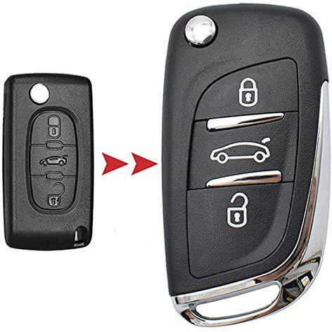Xukey - Coque de clé télécommande modifiée à 3 boutons pour Peugeot 308, 207, 307, 3008, 807, Expert, Partner, pour Citroën C2, C3, C4 - Kit de réparation de clé de rechange - Lame VA2 - CE0536