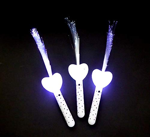 Partyknicklichter - 10 Stück LED Herz Leuchtwedel weiß - Leuchtstab mit weißem Licht - für Party, Konzert und Hochzeit - inkl. Batterien