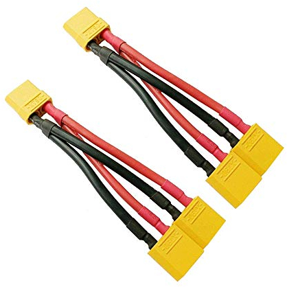 FLY RC 2pcs XT90 Parallel Adapter Y Splitter 2 Male to 1 Female for Lipo Battery Wire 12AWG