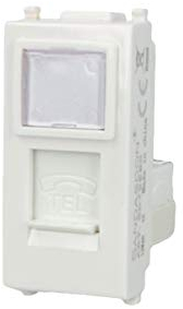 SANDASDON SD79580 Prise téléphonique Plug RJ11 Blanc avec couvercle Compatible Vimar Plat