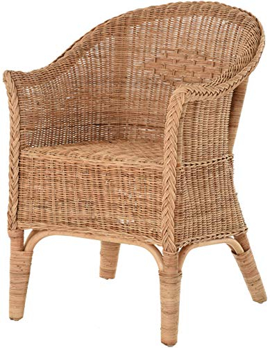 korb.outlet Rattan-Sessel Natur/Esszimmersessel Korb-Sessel Beige/Rattanmöbel Rattansessel Rattanstuhl mit Armlehnen Lounge Flechtsessel (Natur, ohne Polster)