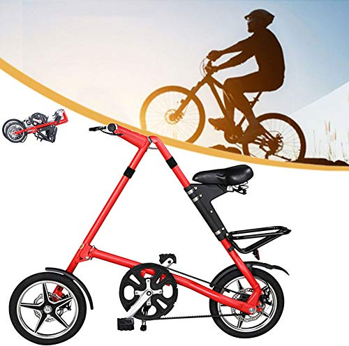 NANANA 14/16 Zoll Faltbares Faltrad Klapprad Erwachsene, Leichtes Mini-klapprad, Starker Stahl, Rennrad, Outdoor-Radfahren, Herren Damen Jungen Folding, 2 Größen,Rot,16inch