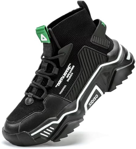 SANNAX Herren Sportschuhe Atmungsaktive Turnschuhe Leicht Wanderschuhe High Top Sneakers Outdoor Fitnessschuhe Lässige Designerschuh, Schwarz, 40 EU