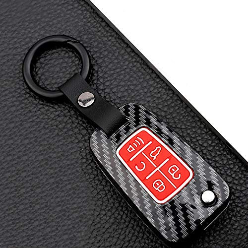ontto Coque de clé de Voiture Compatible avec Chevrolet Cruze Camaro Equinox Impala Malibu Sonic GMC Télécommande ABS Coque Porte-clés Protection 5 Boutons en Fibre de Carbone Rouge