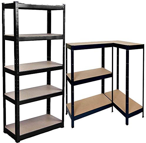 ANSIMIDA Heavy Duty 5 Tier Garage Shelving Units Metal Storage Shelves Shed Utility Rack,150cm x 70cm x 30cm,175KG Per Shelf, Black