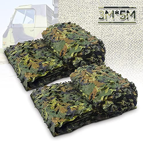 Ejoyous Tarnnetz Sichtschutz 3x5m, Jagd Camouflage Netz Woodland ArmeeTarnung Net Sonnenschutz Abdeckung, für Dekoration Outdoor Garten Militär Waldlandschaft Camping