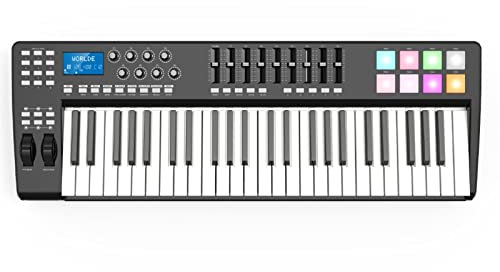 KESHUO Piano Keyboard 49 Portable 49-Key USB MIDI Keyboard Controller 8 RGB Colorful Backlit Trigger Pads