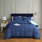 HIG Bettdecke 200x200 cm Set mit 2 Kissenbezügen – Oeko-TEX zertifizierte Marineblaues Steppdecke, Kastenförmig genähtes Design – 2000g Daunenalternative, Weich, Flauschig
