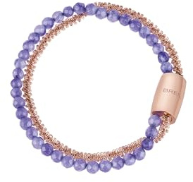 Breil Armband MAGNETICA SYSTEM für Damen aus Edelstahl IP in der Farbe Roségold mit lilafarbenen Achat Steinen, mit Magnetverschluss, Länge: 19 cm, TJ3194