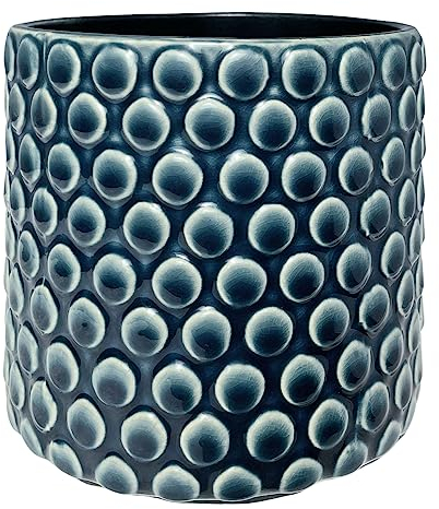 Nordring Retro Übertopf Vintage Pflanztopf für Zimmerplanzen Blumentopf Dotty M (12,5 cm ø), Petrol, Keramik