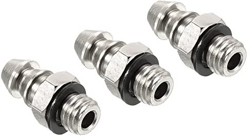 PATIKIL Hose Barb Fitting Straight 5mm Barbed M5x0.8 Male Thread, 3 Pack Electroplated Copper Mini Pipe Connector, Silver