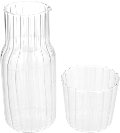 Housoutil Comodino Notte Set Acqua Brocca di con Coperchio Caldo Freddo tè Freddo Bevanda Acqua Brocca con Bicchiere Bicchiere per Succo caffè Camera da Letto Comodino