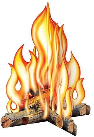 Beistle 56042 Fotorequisite aus Wellpappe, dreidimensional, Lagerfeuer, 62,2 x 54,6 cm Künstliche Feuerfeuer mit falscher Flamme, Camping-Thema, Party-Dekoration, Braun/Orange/Gelb/Weiß