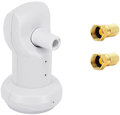 Premium X Single LNB - 1Fach - für 1 Teilnehmer - 4K Full HD - mit Wetterschutz und LTE Filter + 2X F-Stecker für Satellitenschüssel Digital TV Fernseher SAT Receiver - Weiß