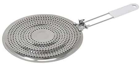 Home-X Stainless Steel Heat Diffuser for Gas and Electric Stove - Even Heat Distribution Induction Cooktop Adapter Plate - Food Warmer Simmer Plate for Gas Stove with Flame Guard, Cool-Touch Handle