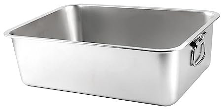 Sharplace Bac à litière pour Lapin en Acier Inoxydable pour Chaton, Surface Lisse et Facile à Nettoyer, côtés Hauts antirouille Polyvalents, 40x30x15cm avec poignée