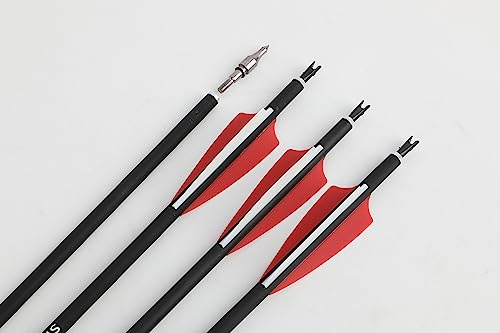 SHARROW 12pcs 30 Zoll Gemischter Carbonpfeil Spine 500 Archery Carbon Arrows Jagdpfeile Kohlenstoff Pfeile für Compound und Recurve Bogen Bogenschießen Jagd (12Pcs, Rot)
