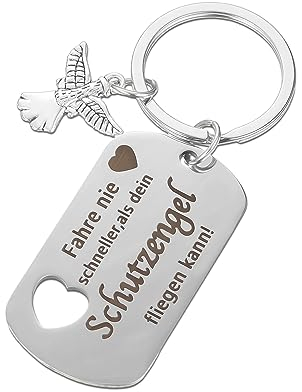 Schlüsselanhänger Glücksbringer Auto Personalisiert mit Gravur, Führerschein Bestanden Geschenk, Fahr Vorsichtig Schlüsselanhänger mit Gravur, Auto Motorrad Geschenke für Männer Frauen Freundin