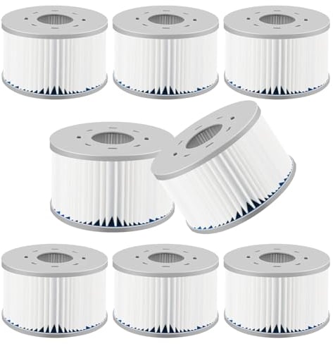 MaxEarn MSPA Lot de 8 cartouches filtrantes de rechange pour jacuzzi à partir de 2020, pour piscines gonflables, sous-marins chauds et spa