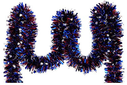 Party Flags Blue Wire Wreath Patriotic American Flag Stars Wire Hanging Ribbon Decoration for 4th of July Independence Day Evening Wear with Black Tie (Blue, One Size)