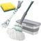 SWISSPACK Twist Mop +10L Collapsible Bucket! - With 4 Microfibre Cloths No More Strains with a Non Stratch Scourer Pad At End - All Floors Easily Cleaned Wood Laminate and Tiled. - Washable Mop Head