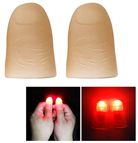 BYNYXI Magische Daumen Lichter, 1 Paar Daumenlampe Gefälschter Finger LED Licht Blinkende Zauberdaumen Lichter LED Trickfinger Kunstoff Blinkende Daumen Bühnen Zauber Requisite Streich Spielzeug