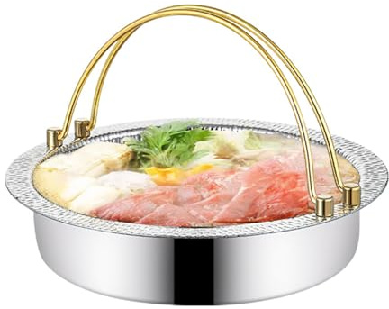 HMWOKPOT Japanischer Sukiyaki-Topf Hot Pot Shabu Shabu Pfanne Aus 304 Edelstahl Kompatibel Mit Induktions-Gasherd Für Nudeln Ramen-Knödel,30cm