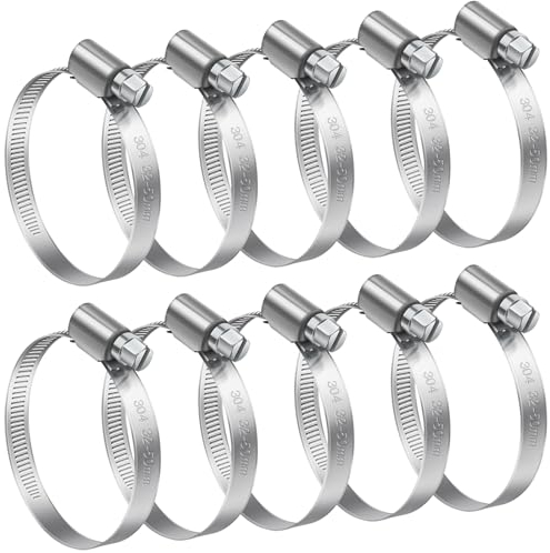 Bolatus Schlauchschellen 32-50mm, 10 Stück Endlos 304 Edelstahl Einstellbare Schlauchklemmen Schlauchbinder, Schlauchschelle Rostfrei für Benzinschlauch, Dieselleitung, Wasser Rohr, Haus Gasrohr