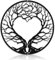 ONNIJUN Décoration Murale Arbre de Vie 30cm Métal Noir Coeur Pêche Décoration Murale Sculpture Intérieur Extérieur Jardin Décoration Murale