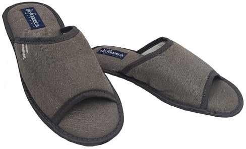 de fonseca Ciabatte Uomo alla Pugliese Aperte in Punta, Pantofole Estive per Casa in Cotone Antisudore e Traspirante (Grigio, Sistema Taglie Calzature EU, Adulto, Uomo, Numero (range), Media, 42, 43)