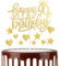 mciskin Happy 90th Birthday Cake Toppers - Gold Glitter Heart Stars for Women Girls' 90th Birthday Cake Decorations