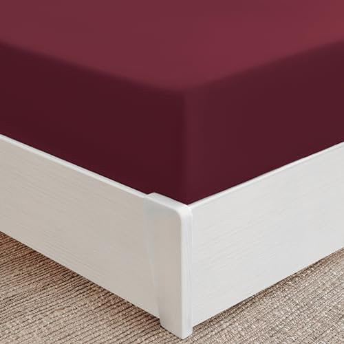 Mellanni Spannbettlaken 140x200cm Boxspringbett - Bis 30cm Matratzenhöhe - Weich, Knitterfrei, Rundum Elastisch - (140x200 cm, Burgunderrot)