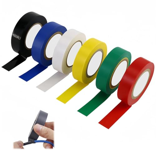 Isolierband Farbig Set, 6 Stück Isolierbands 16mm X 15m, Buntes Electrical Tape, Wasserdichtes Isolierband, Hitzebeständiges Flexibles Isolierbands zum Schutz, Bündeln und Reparieren von Kabeln