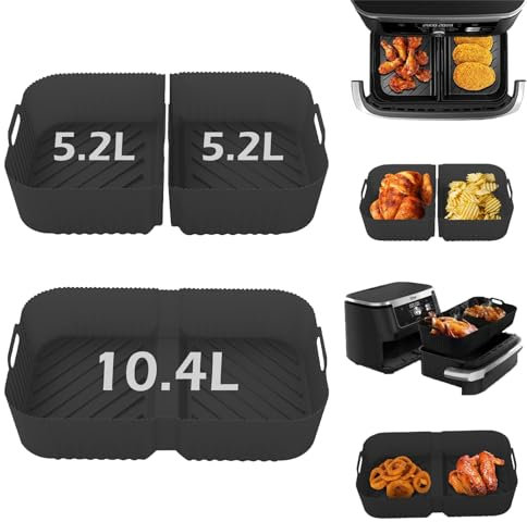 Sleeleece Airfryer Silikonform Zubehör für Ninja Foodi Flexdrawer 10,4 L AF500EU,3 Pcs Airfryer Silikonform Wiederverwendbar Airfryer Zubehör für Heißluftfritteuse Ninja AF500EU