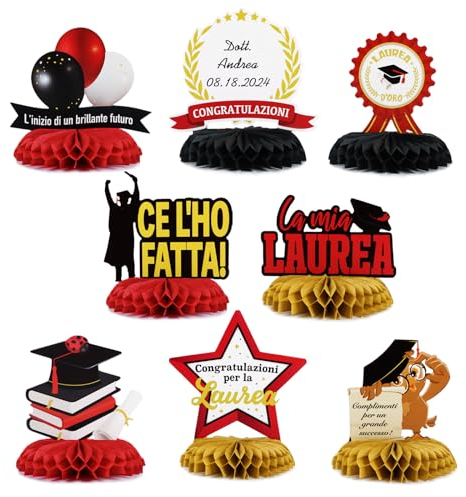 BETESSIN 9 Stück Abschluss Tischdekoration - La mia Laurea - Italienische Tischdeko zum Abschluss und Graduation